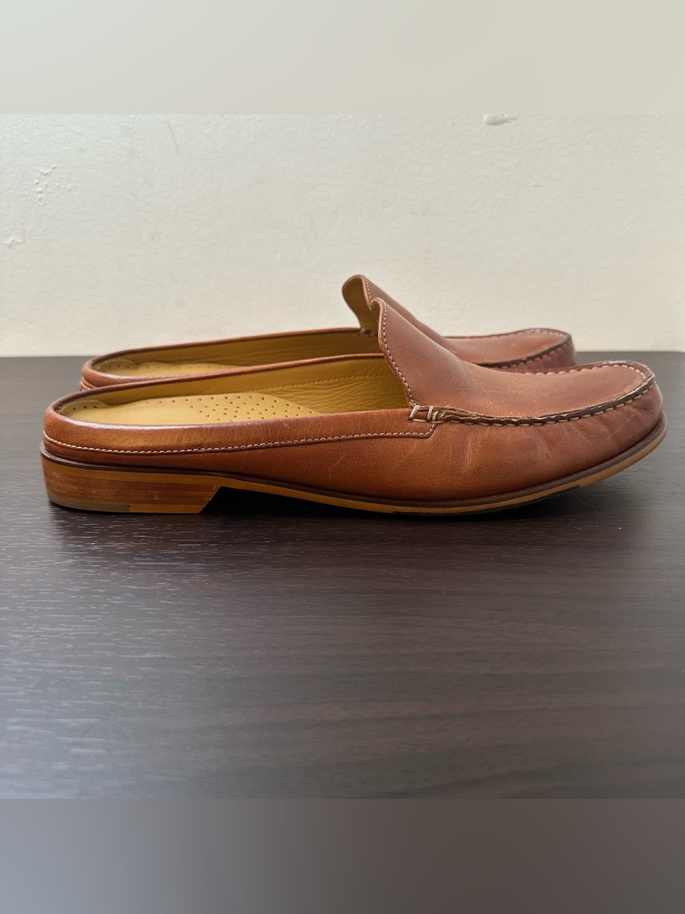 Cole Haan Brown Leather Ryan Mule Loafers, Size 11, Slip-On Flat Shoes, Preppy - Picture 8 of 16